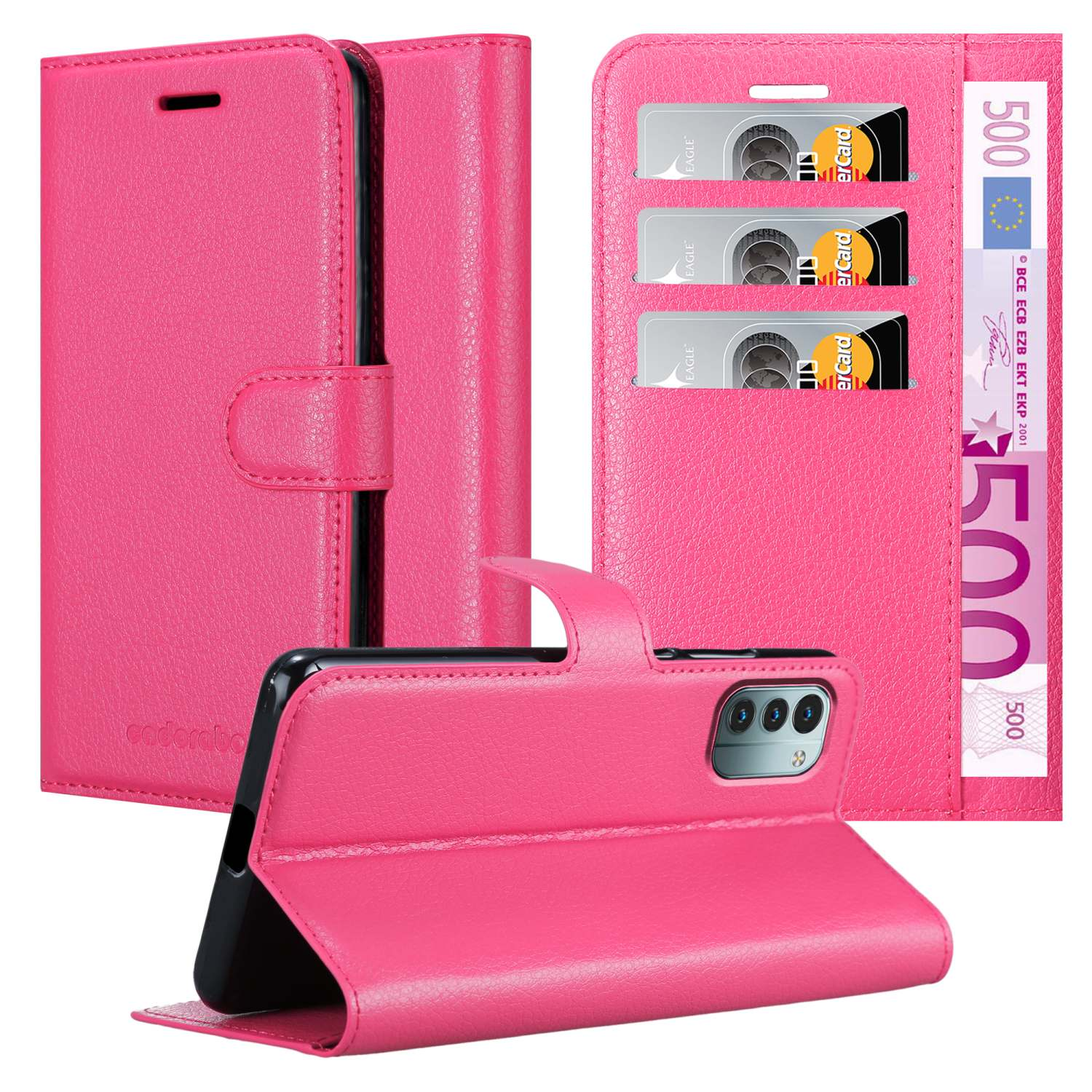 Standfunktion, G21, PINK Nokia, Book CHERRY G11 Bookcover, / Hülle CADORABO
