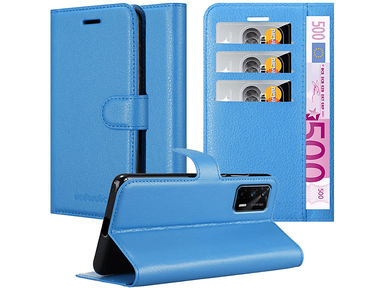 Bookcover, GT Realme, BLAU PASTELL Book / Hülle Q3 PRO, 2T / Neo Standfunktion, GT CADORABO