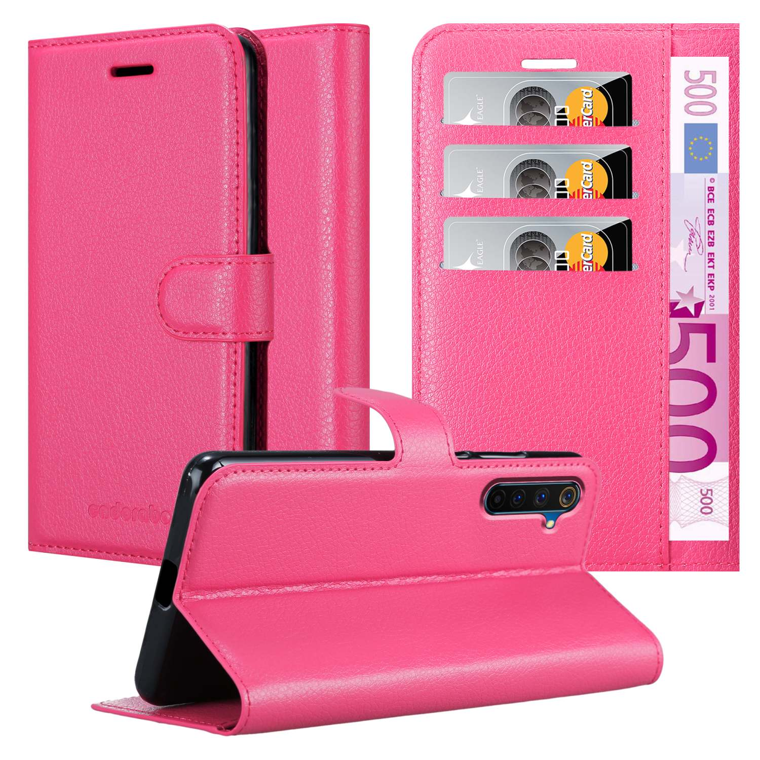 CADORABO Book Hülle Standfunktion, Bookcover, PRO, CHERRY 6 PINK Realme