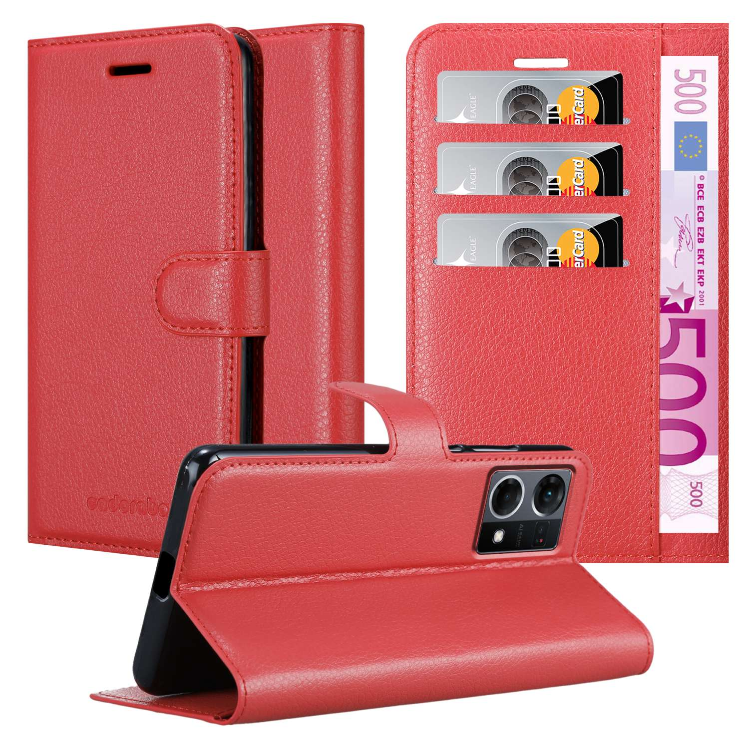 CADORABO Book Hülle Standfunktion, Realme, ROT KARMIN 7 Bookcover, 5G