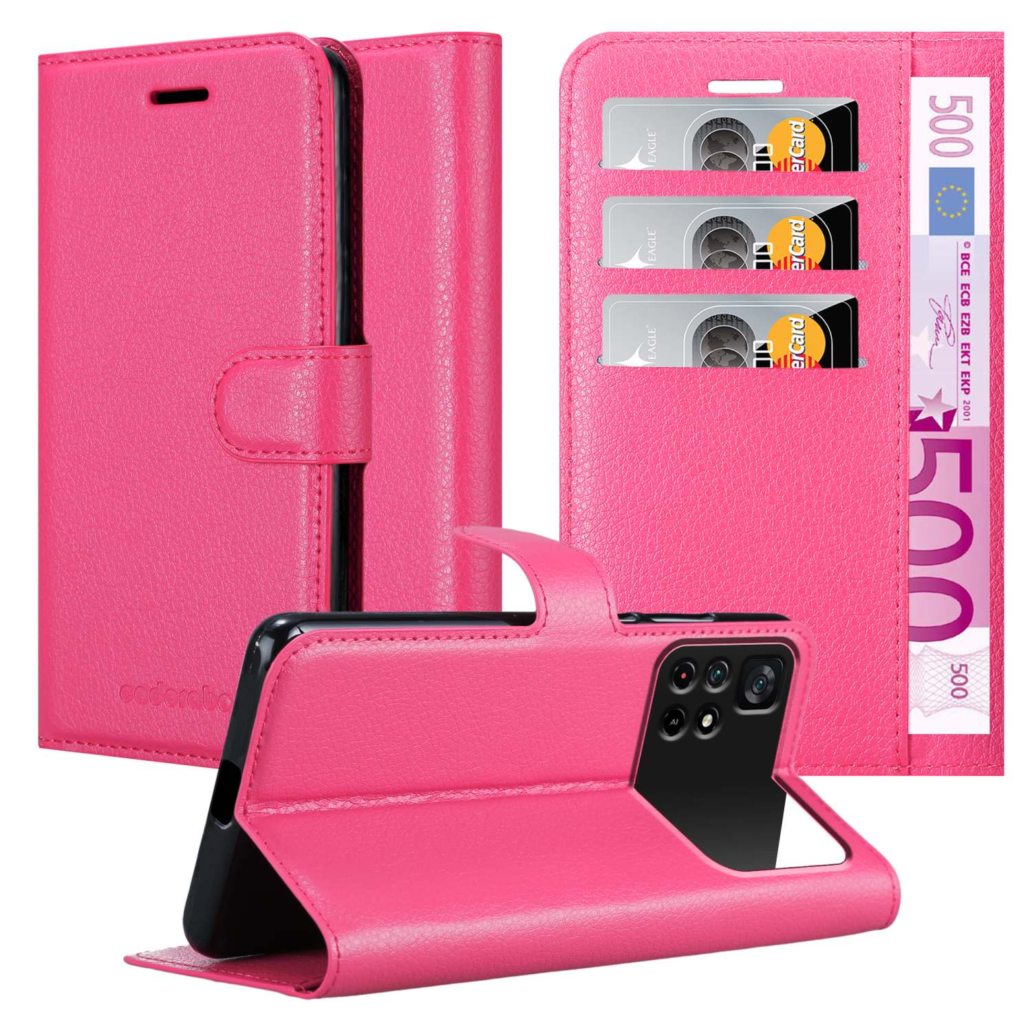 CADORABO Book Hülle Standfunktion, Bookcover, CHERRY M4 PRO PINK POCO Xiaomi, 5G
