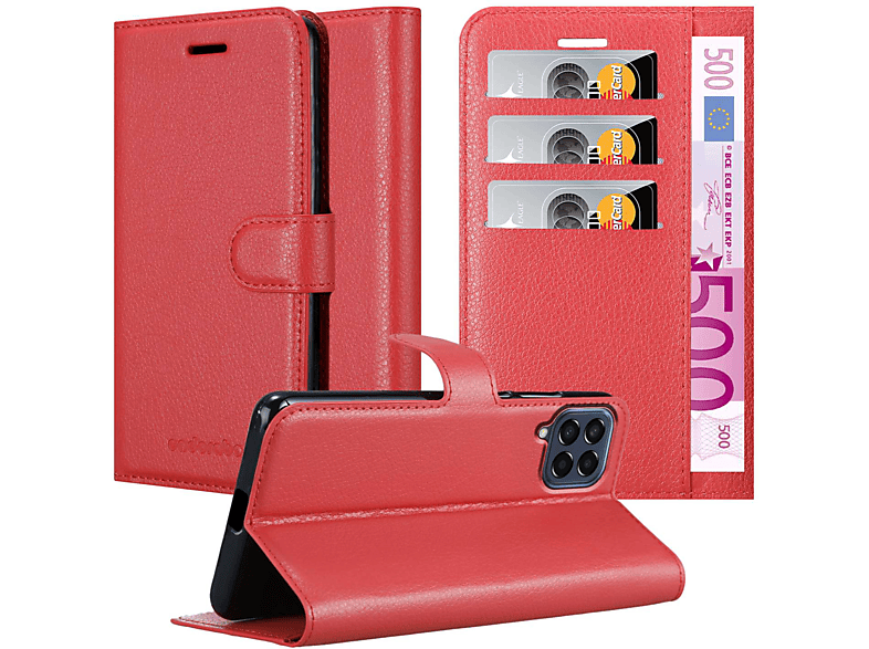 CADORABO Book Hülle Standfunktion, Bookcover, Samsung, Galaxy M33 5G, KARMIN ROT
