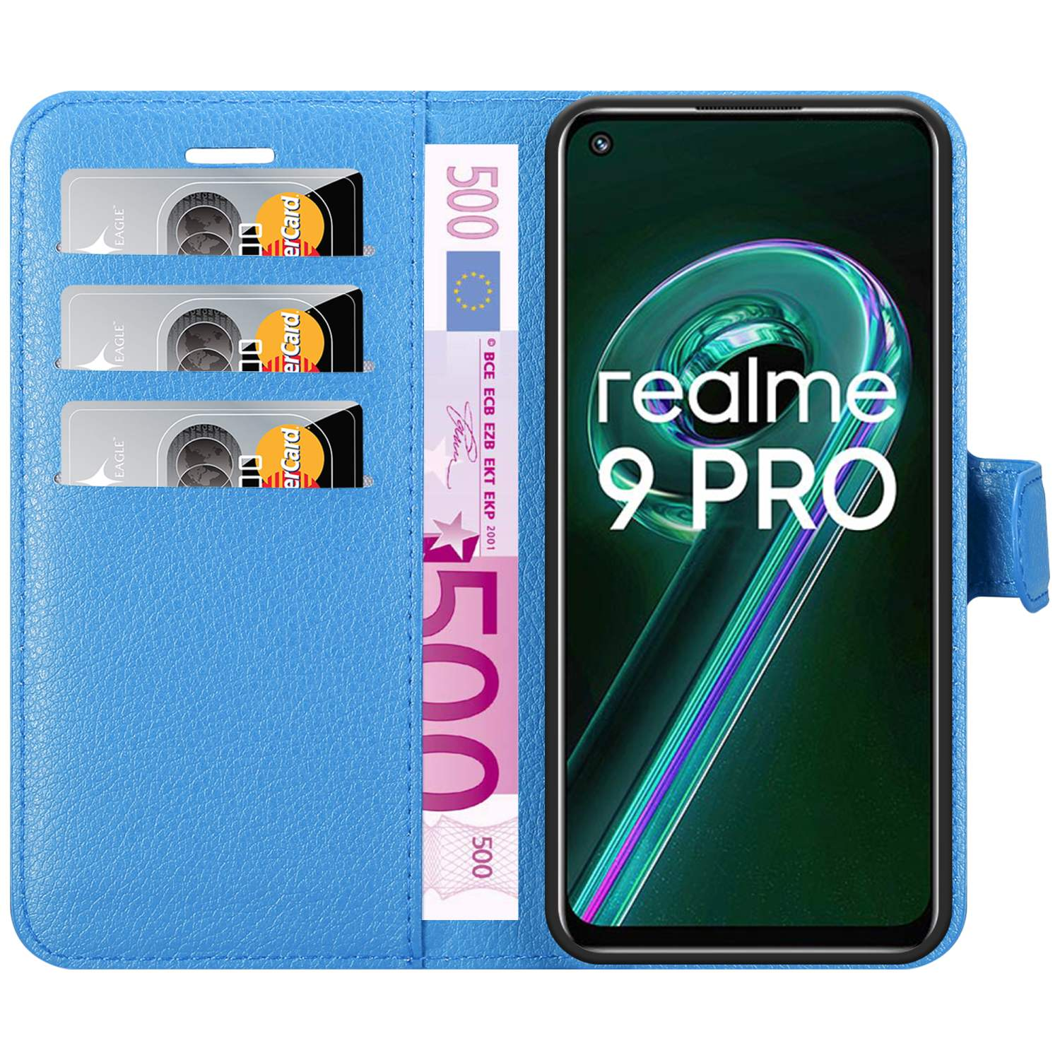 CADORABO Book Hülle Standfunktion, / 5G 9 5G, V25 9 Realme, 2 / / PRO Q5 PASTELL Bookcover, LITE OnePlus BLAU CE / Nord