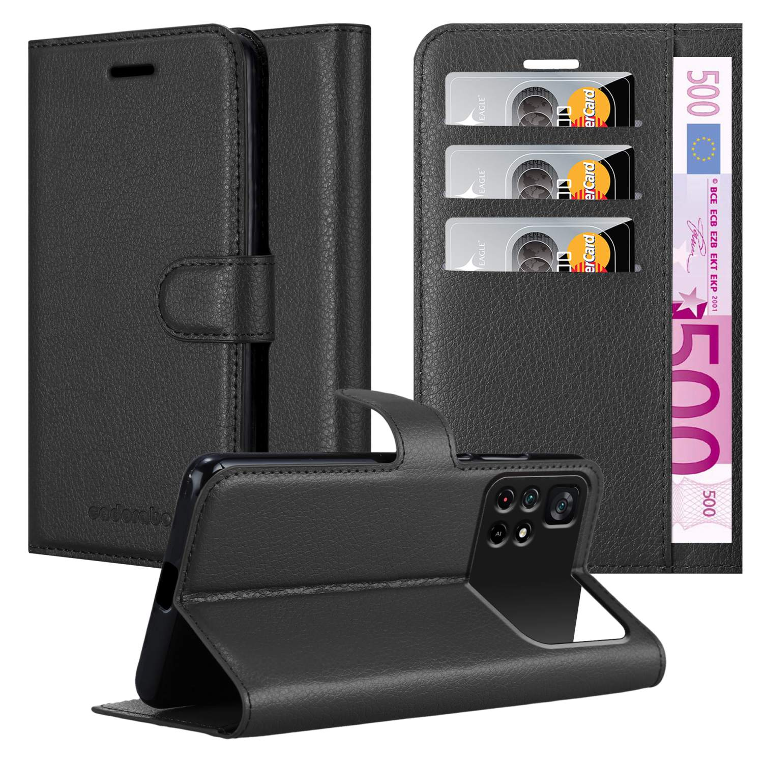 CADORABO Book Hülle 5G, Standfunktion, POCO Xiaomi, PRO SCHWARZ Bookcover, PHANTOM M4