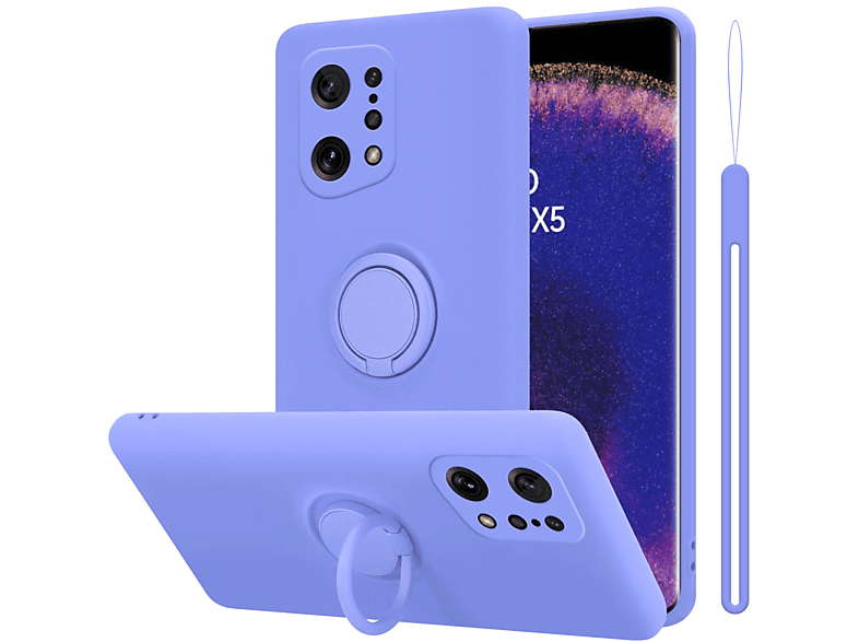 CADORABO Hülle im Liquid Ring Silicone Case Style, Backcover, Oppo, FIND X5, LIQUID HELL LILA