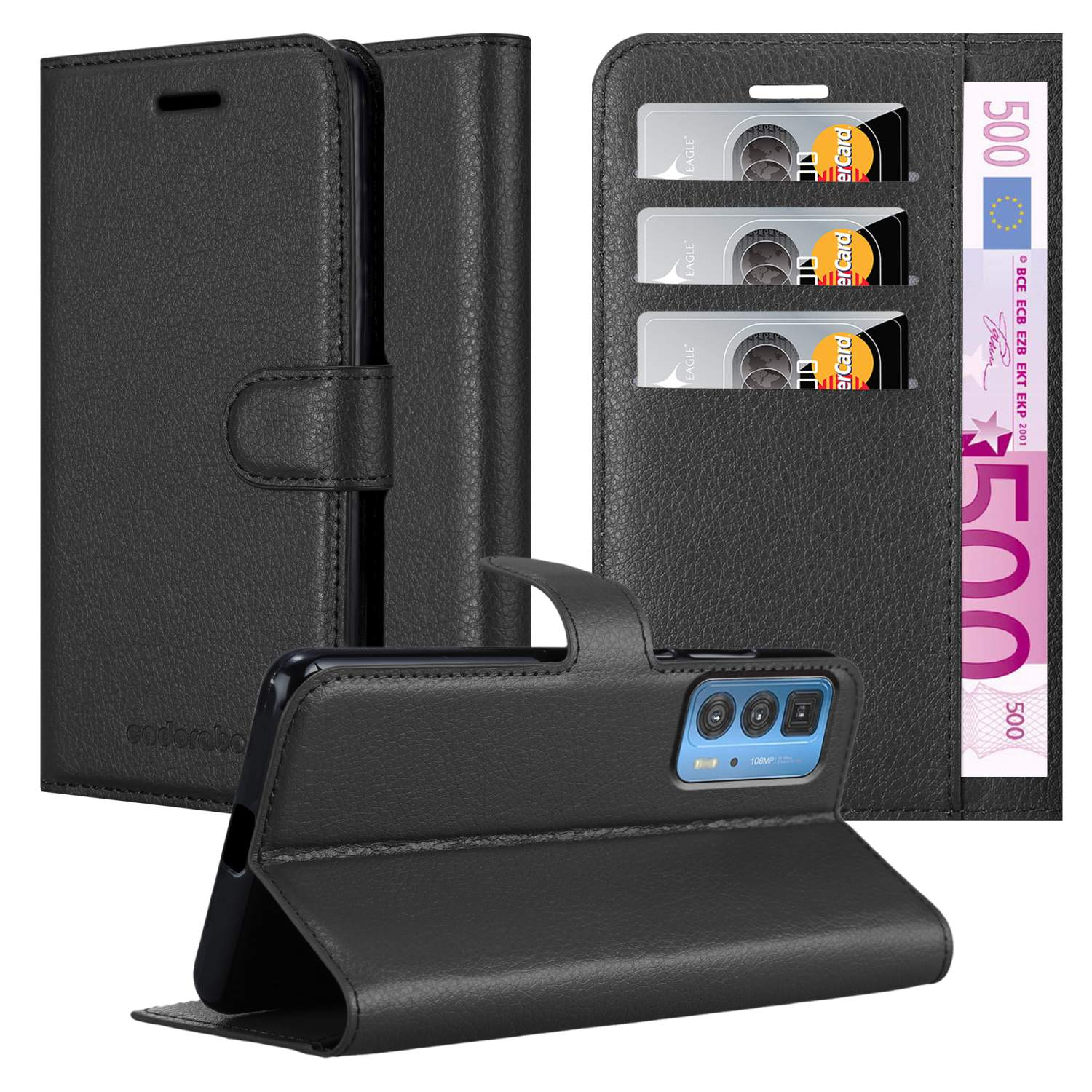 CADORABO Book Hülle / S Standfunktion, PRO, 20 EDGE SCHWARZ PRO PHANTOM Bookcover, EDGE Motorola