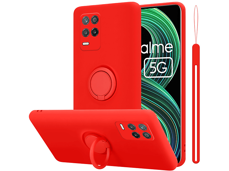 CADORABO Hülle im Liquid Narzo Ring LIQUID 30 V13 Style, / / Silicone ROT / Q3i 8 5G, Backcover, / 5G Q3 Realme, Case