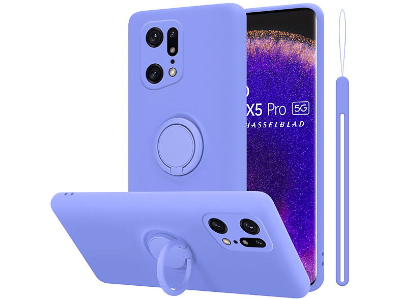 CADORABO Hülle im Liquid Ring Silicone Case Style, Backcover, Oppo, FIND X5 PRO, LIQUID HELL LILA