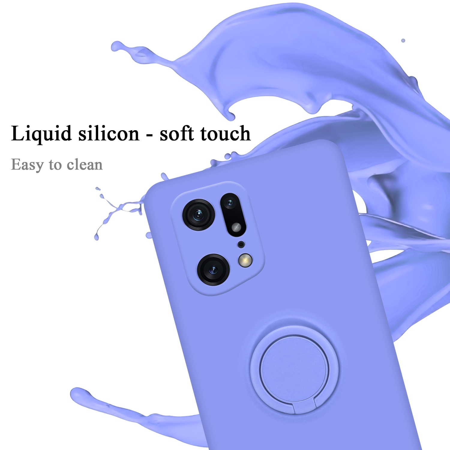 CADORABO Hülle im PRO, LIQUID Silicone Backcover, FIND Style, X5 Ring HELL Liquid Oppo, LILA Case