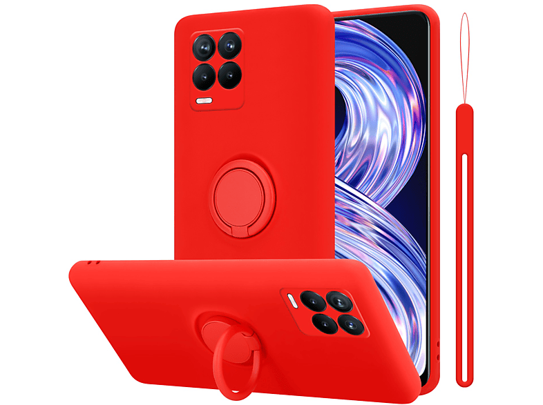Backcover, CADORABO 8 Silicone Case 8 Ring Realme, LIQUID Style, / Hülle Liquid im ROT PRO, 4G