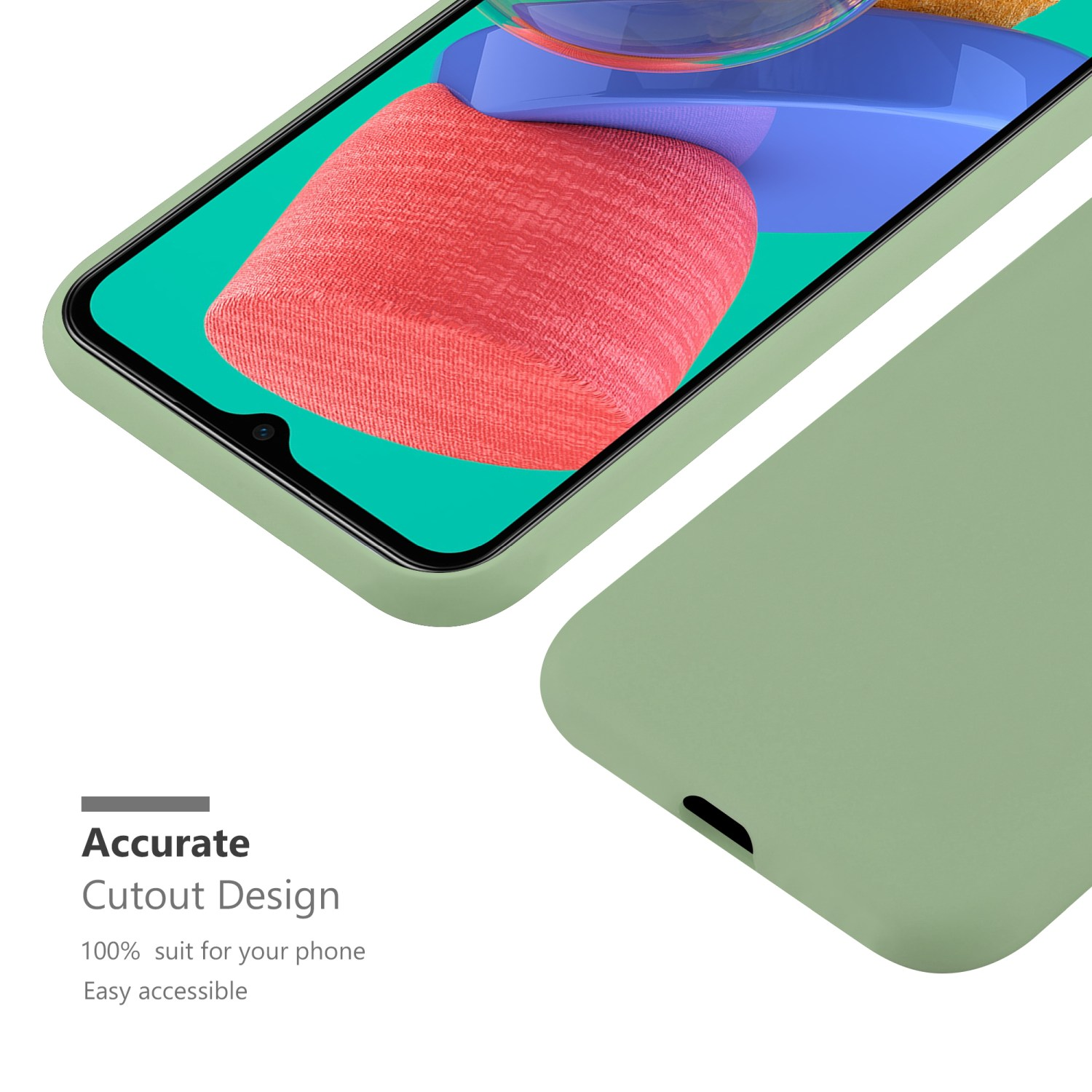 Custodia verde con telefono. Design preciso, 100% adatta, facile accesso.