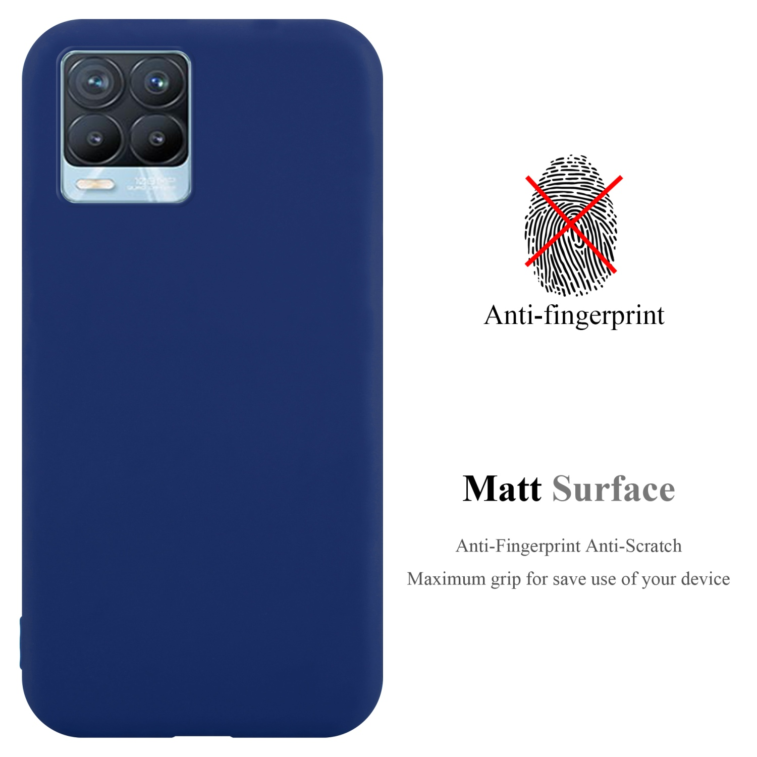 Blaue Handyhülle mit matter Oberfläche, Anti-Fingerabdruck, Anti-Kratzer. Bietet maximalen Halt.