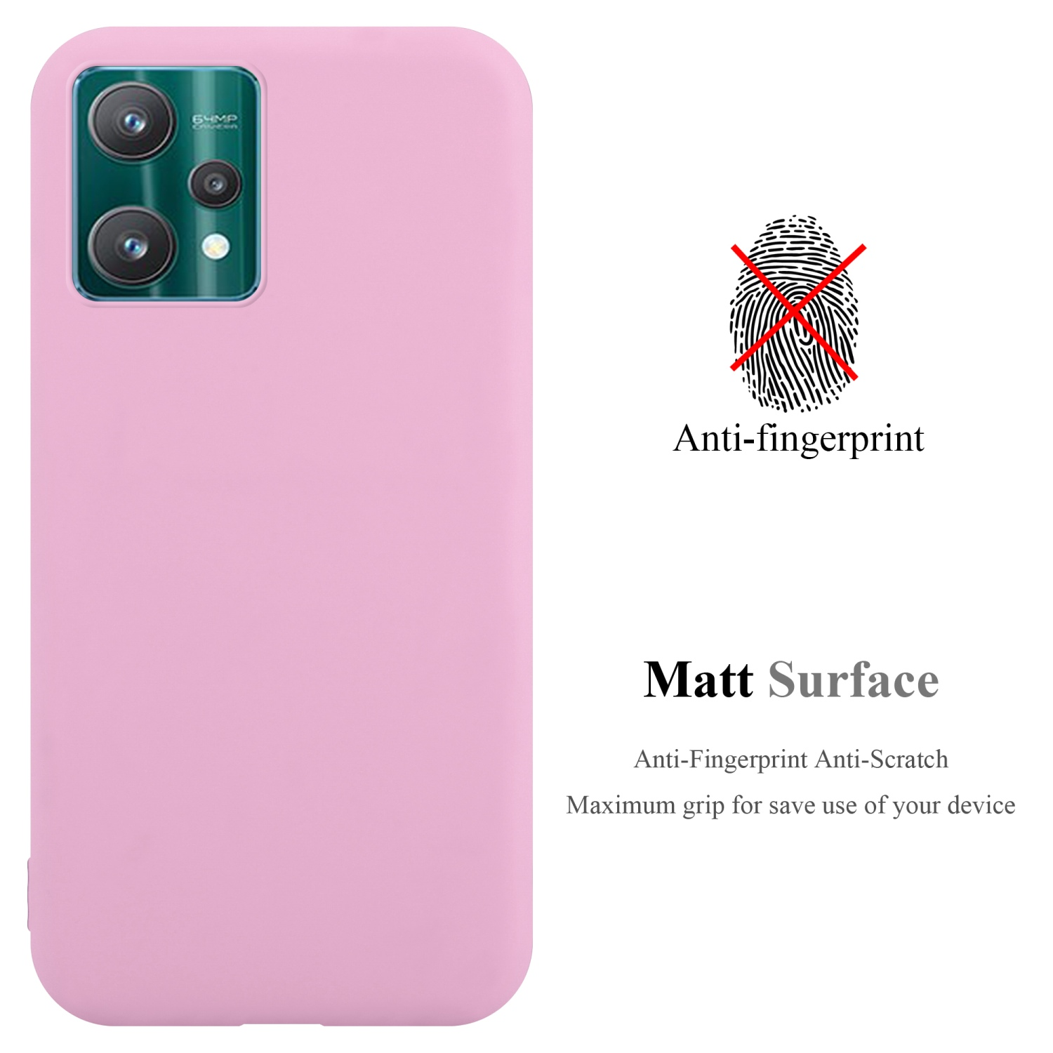 Rosa Handyhülle mit Kamera. Anti-Fingerabdruck, mattes Oberflächendesign.