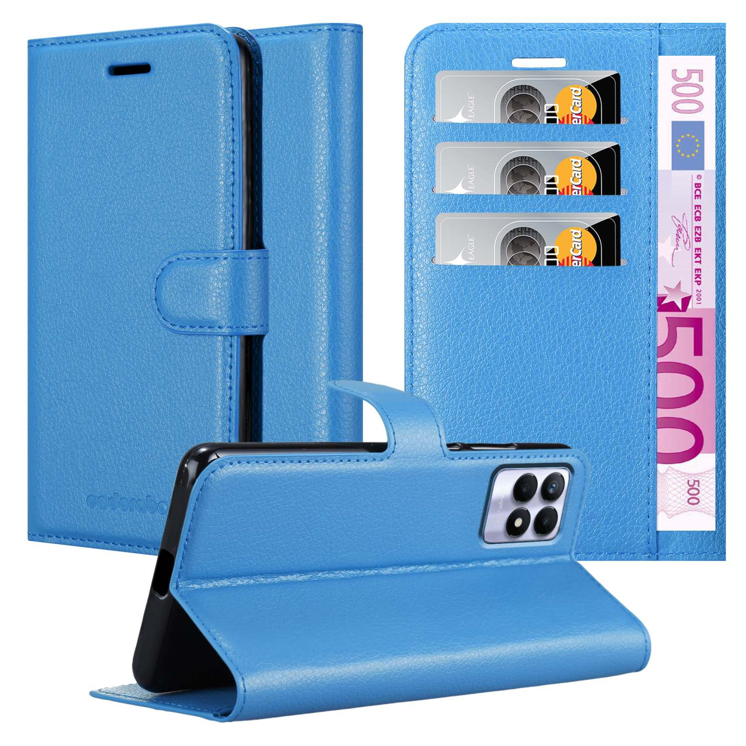 CADORABO Book Hülle Standfunktion, Narzo Bookcover, Realme, 4G, BLAU 50 8i PASTELL 
