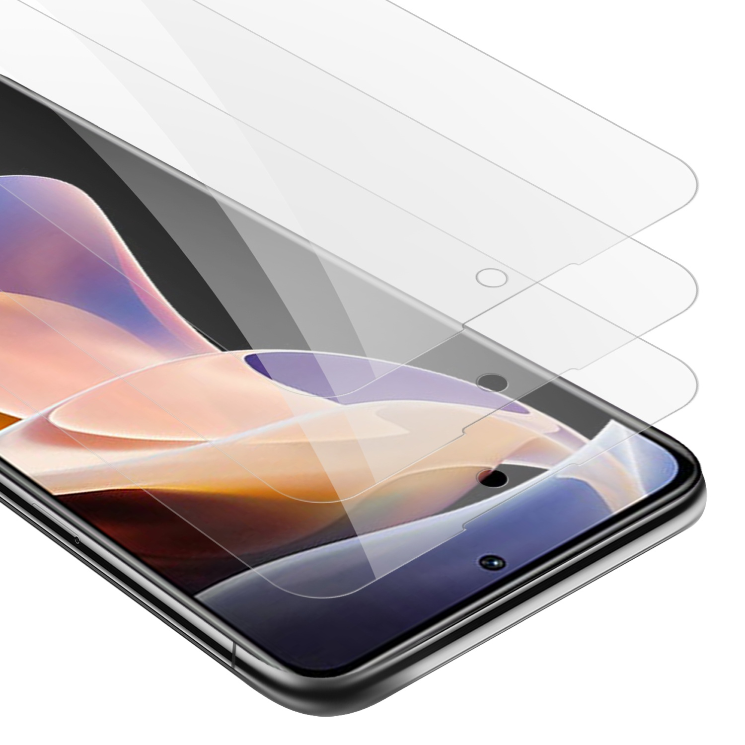 CADORABO 3x Schutzglas Tempered Xiaomi 11 PRO Schutzfolie(für 4G Glas / 5G) NOTE RedMi