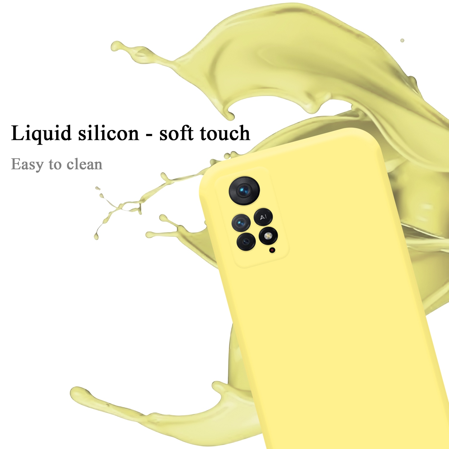 CADORABO Hülle im Liquid Silicone 5G, 11 / 4G Xiaomi, GELB Backcover, PRO RedMi Case Style, NOTE LIQUID