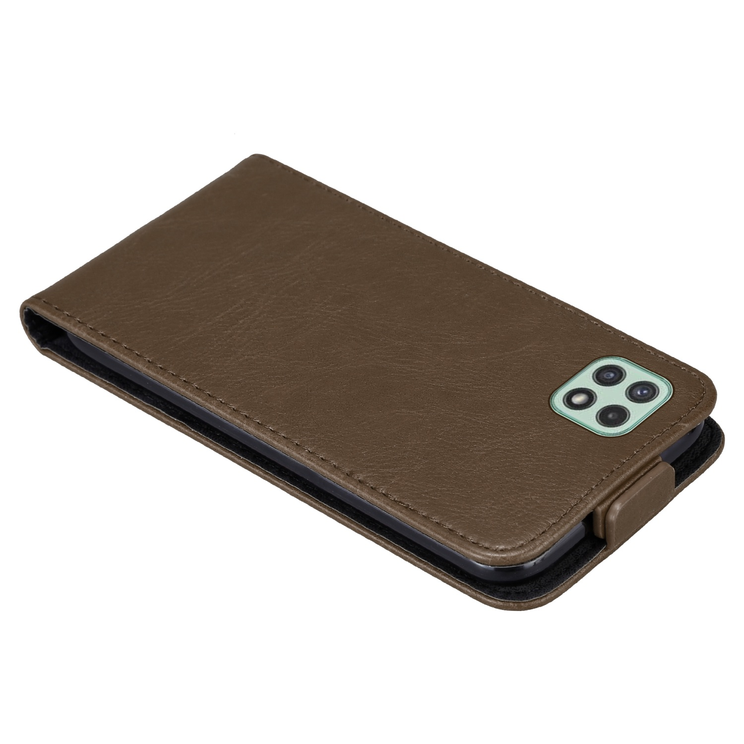 CADORABO Hülle im Style, Flip Samsung, KAFFEE Galaxy Cover, Flip 5G, A22 BRAUN