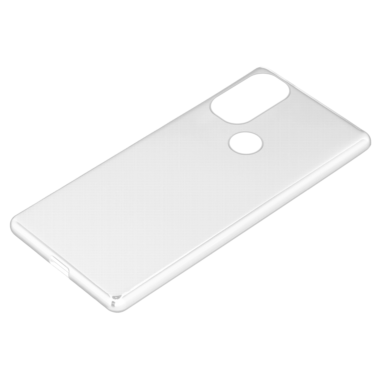 Eine transparente Handyhülle, die ihre Form zeigt.