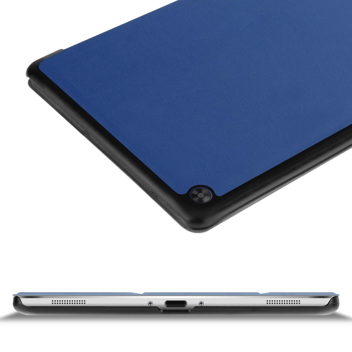 Style für Hülle Tablethülle Tablet im CADORABO Bookcover Huawei DUNKEL Kunstleder, BLAU Book JERSEY