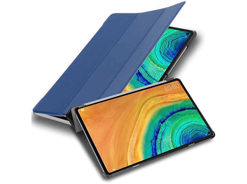 CADORABO Tablet Hülle Auto Wake Up für Huawei Tablethülle Kunstleder, Bookcover Standfunktion BLAU JERSEY DUNKEL