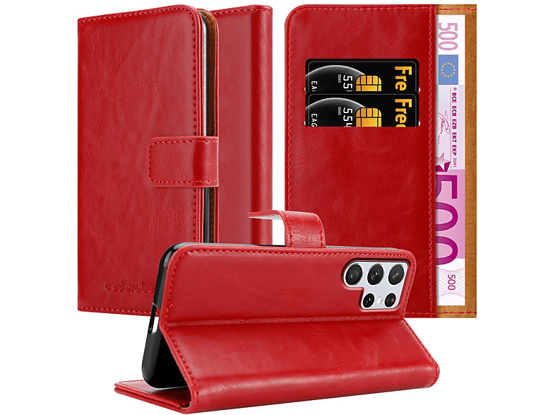 CADORABO Hülle Book Bookcover, S22 ULTRA, WEIN Galaxy ROT Style, Samsung, Luxury
