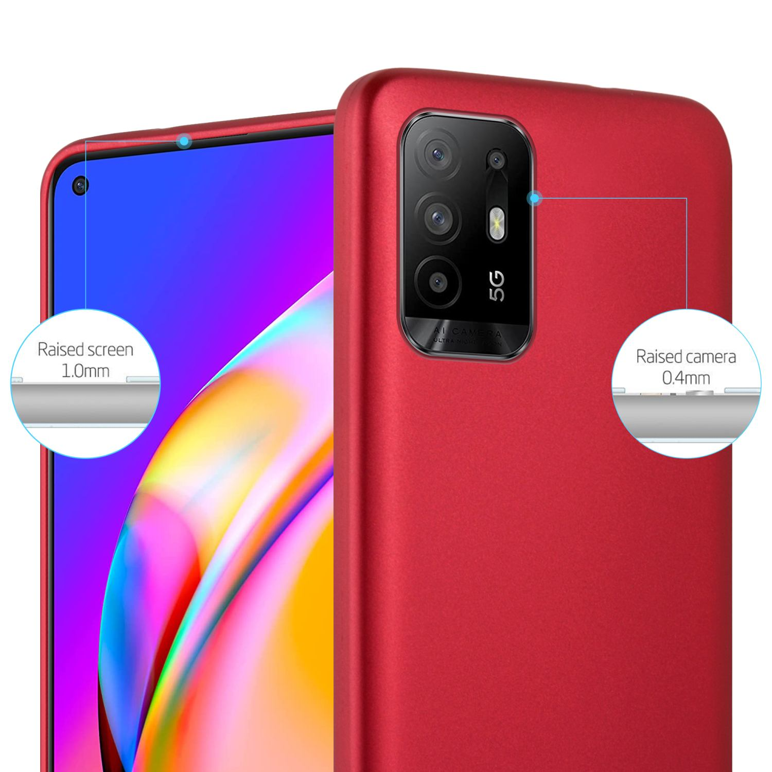 ROT Oppo, CADORABO A94 TPU 5G, Metallic Hülle, Matt METALLIC Backcover,