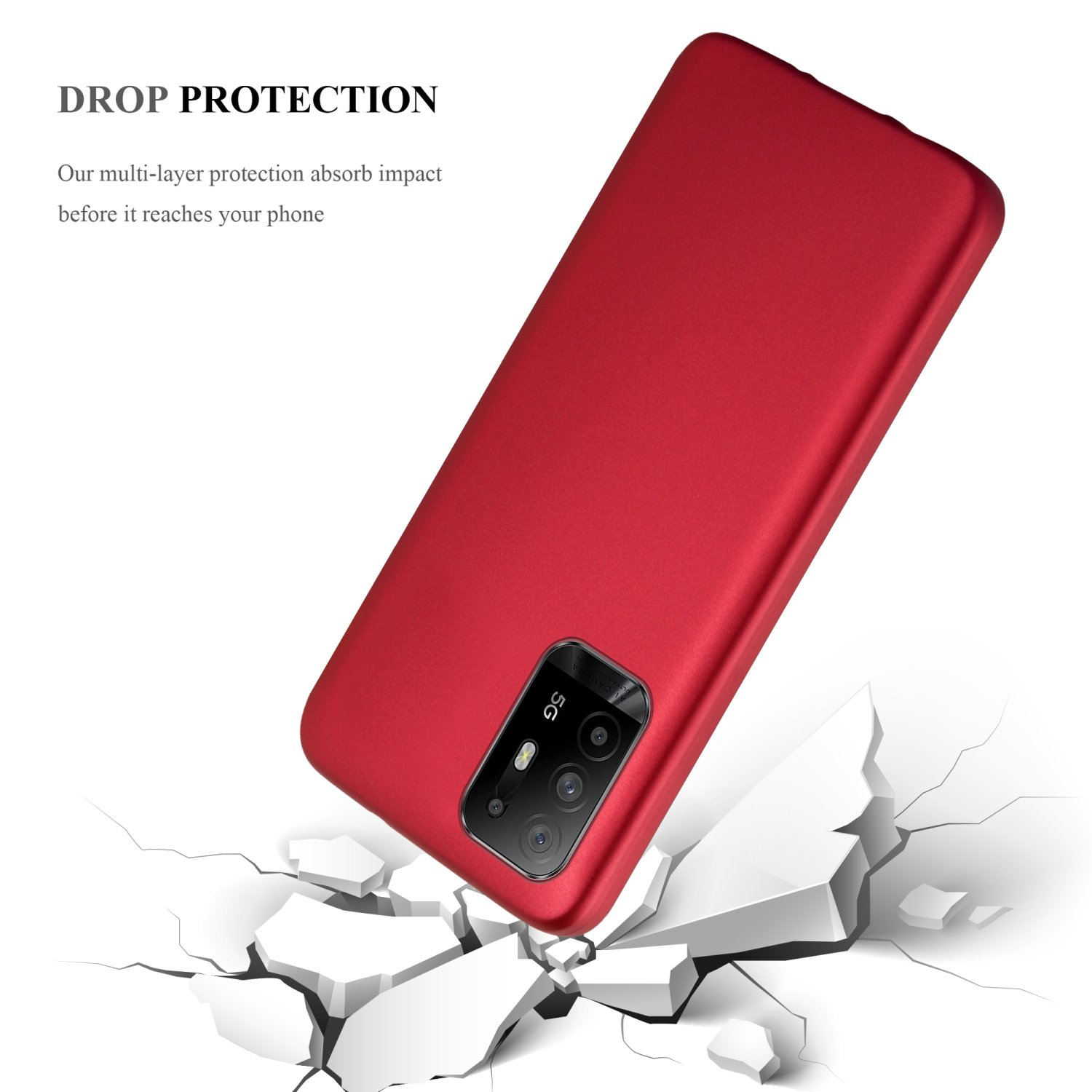 ROT Oppo, CADORABO A94 TPU 5G, Metallic Hülle, Matt METALLIC Backcover,