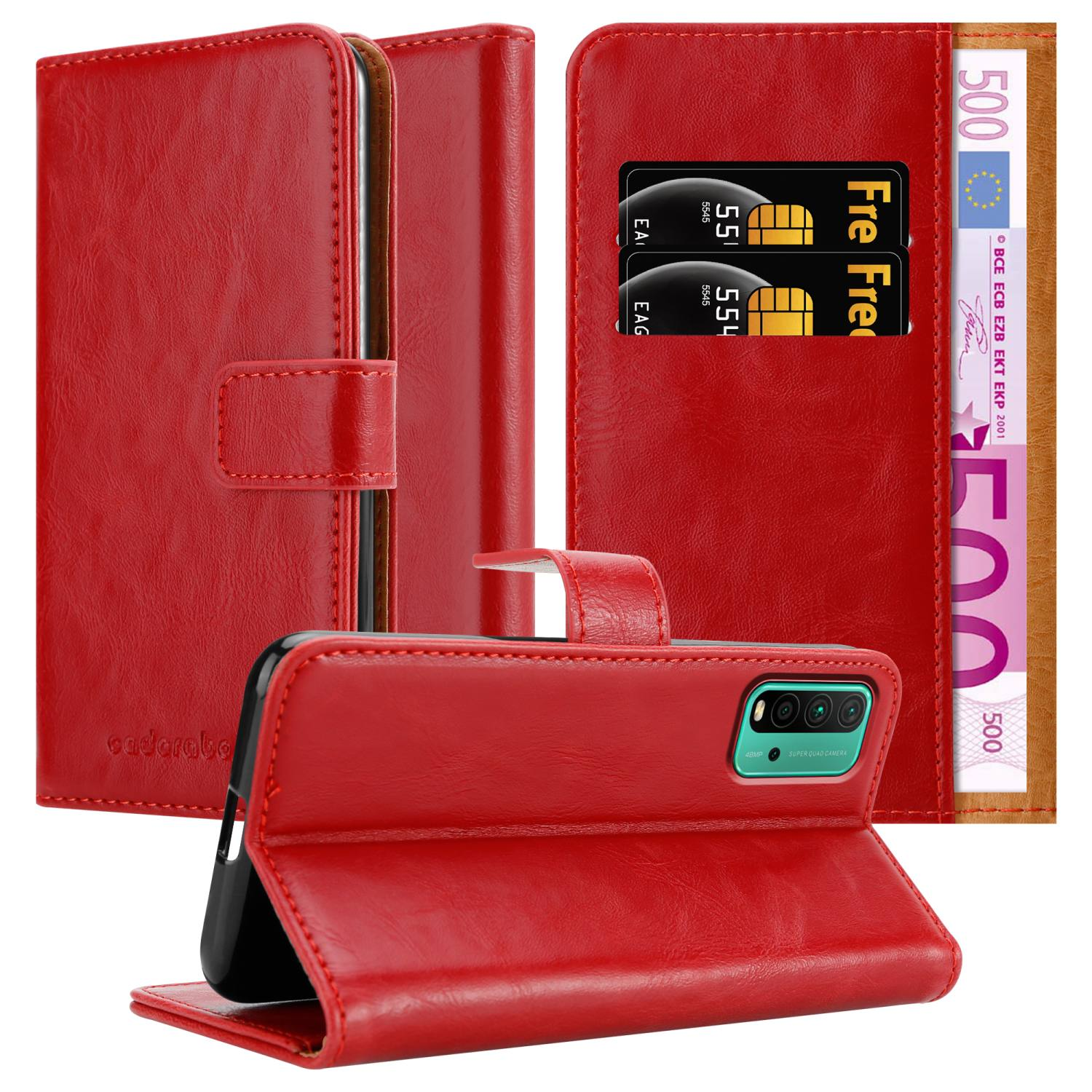 / Bookcover, CADORABO RedMi Xiaomi, ROT Book Luxury Style, M3, 9T WEIN POCO Hülle