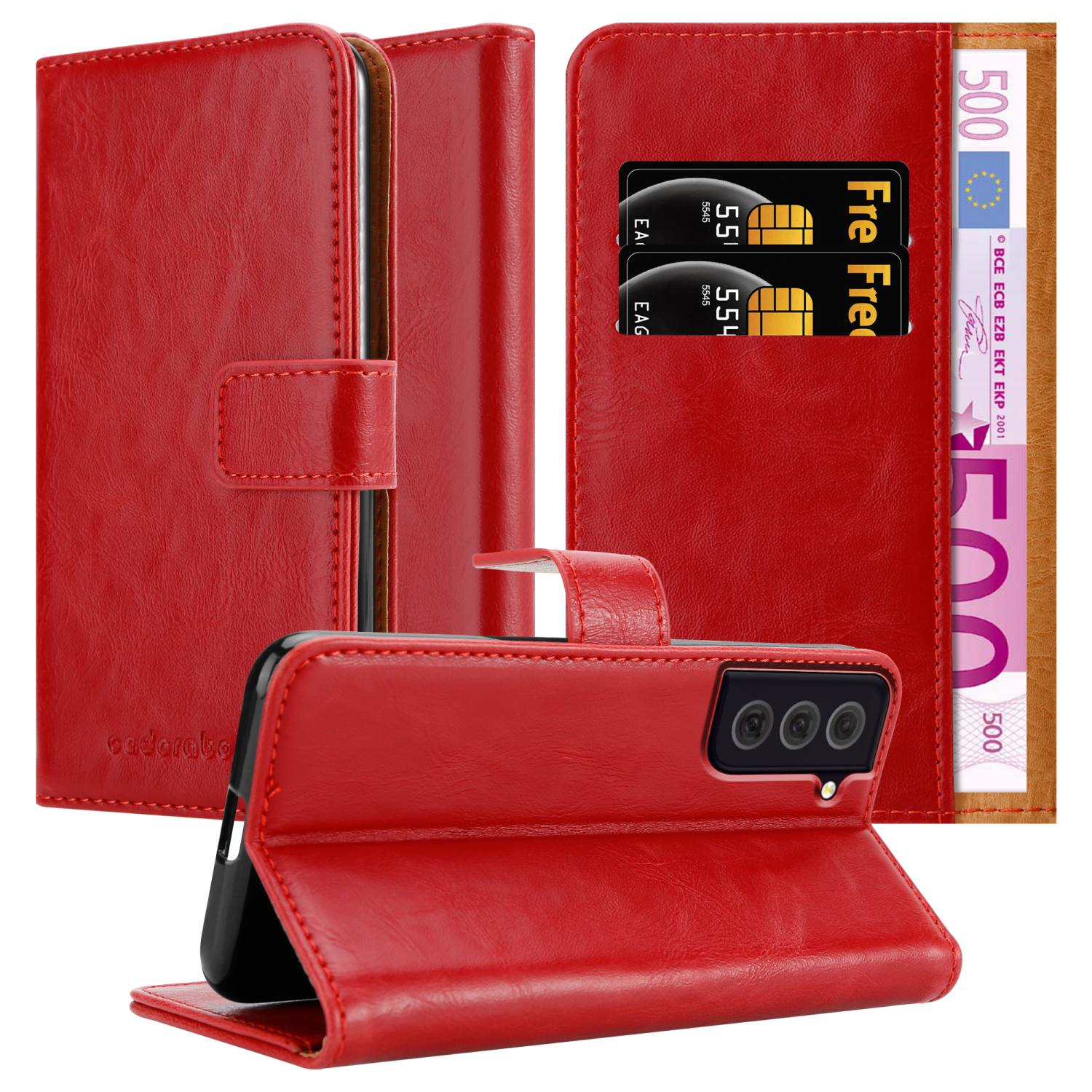 Galaxy Luxury Style, CADORABO Bookcover, S22 Book PLUS, Samsung, WEIN Hülle ROT