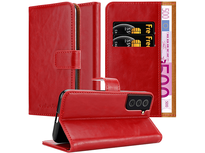 CADORABO Hülle Luxury Book Style, Bookcover, Samsung, Galaxy S22 PLUS, WEIN ROT