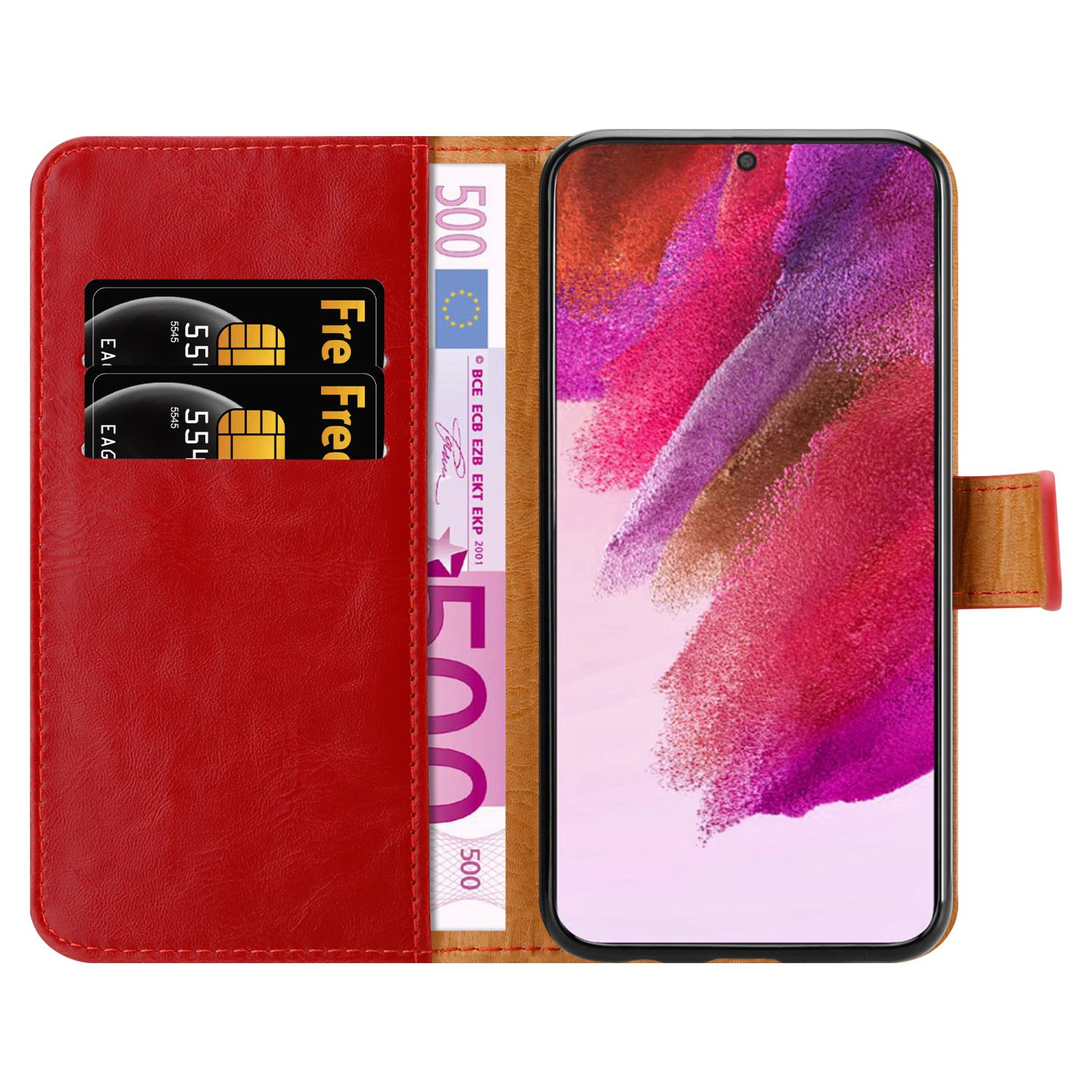 Galaxy Luxury Style, CADORABO Bookcover, S22 Book PLUS, Samsung, WEIN Hülle ROT