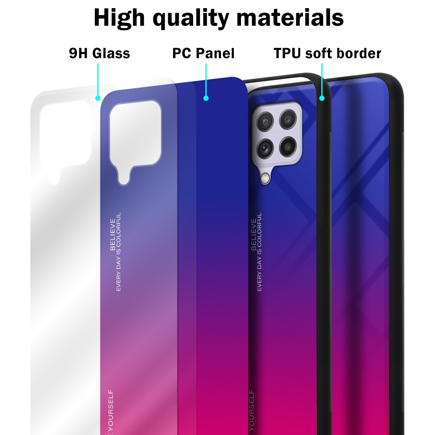 CADORABO Hülle aus 2 4G, M22 TPU / / M32 Farben Samsung, ROT Glas, 4G Silikon LILA Backcover, A22 Galaxy 
