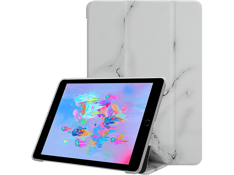 CADORABO Tablet Hülle Ultra Dünne Schutzhülle Tablethülle Bookcover für Apple Kunstleder, Weißer Marmor