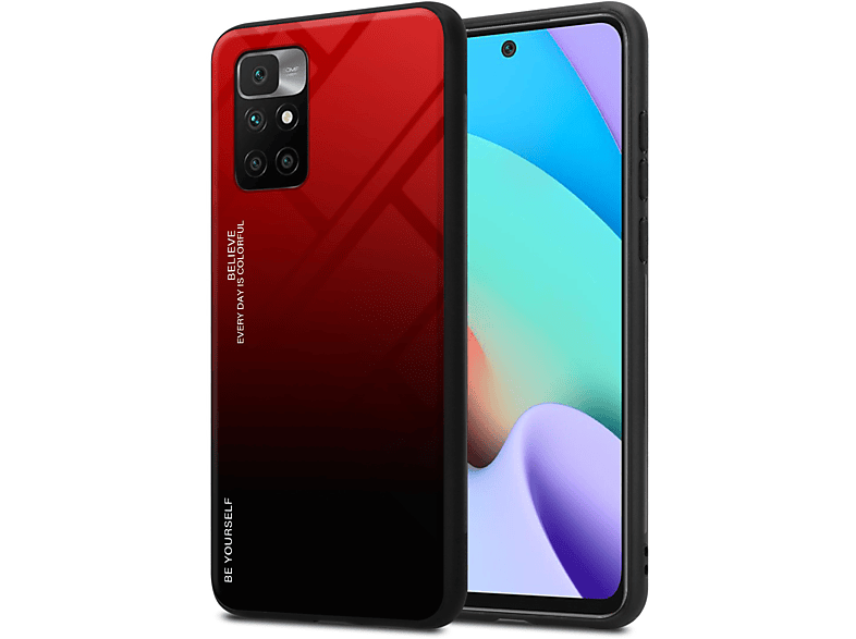 Xiaomi, Glas, Farben CADORABO - 10, 2 SCHWARZ aus TPU ROT RedMi Silikon Backcover, Hülle