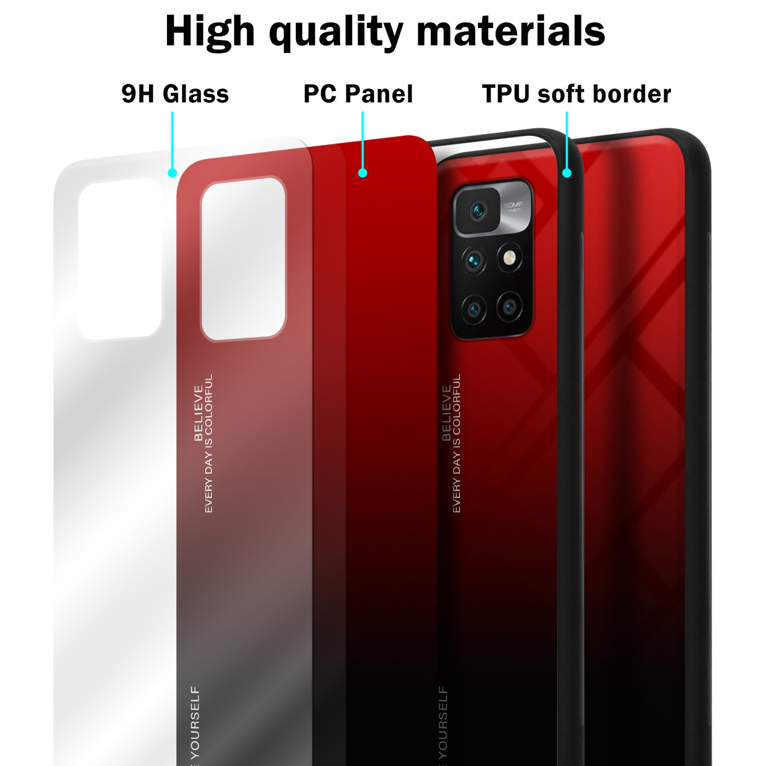 Xiaomi, Glas, Farben CADORABO - 10, 2 SCHWARZ aus TPU ROT RedMi Silikon Backcover, Hülle
