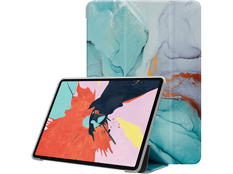 Tablet CADORABO Ultra Bookcover Schutzhülle Kunstleder, Grüner Marmor Tablethülle Dünne für Hülle Apple