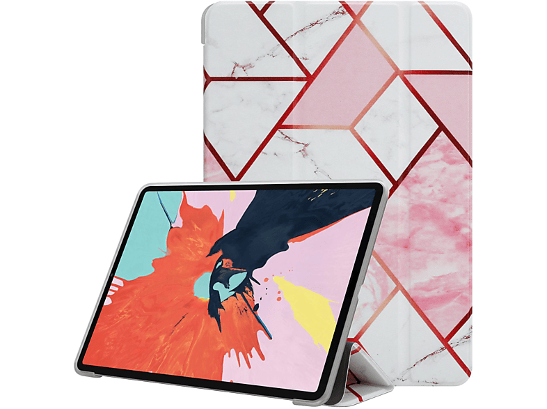 CADORABO Tablet Kunstleder, Rosa für Tablethülle Schutzhülle Bookcover Dünne Marmor Weiß Apple Hülle Ultra
