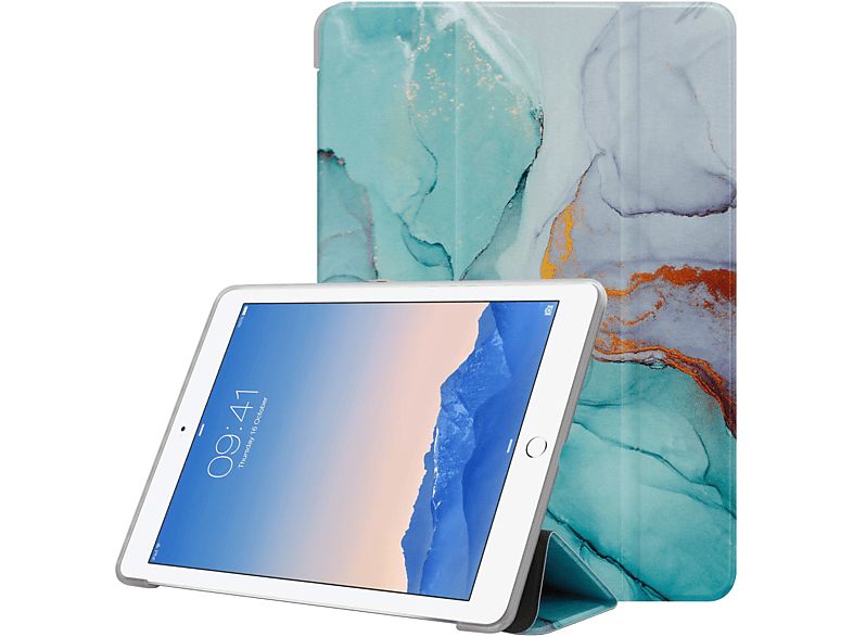 CADORABO Tablet Hülle Ultra Dünne Schutzhülle Tablethülle Bookcover für Apple Kunstleder, Grüner Marmor