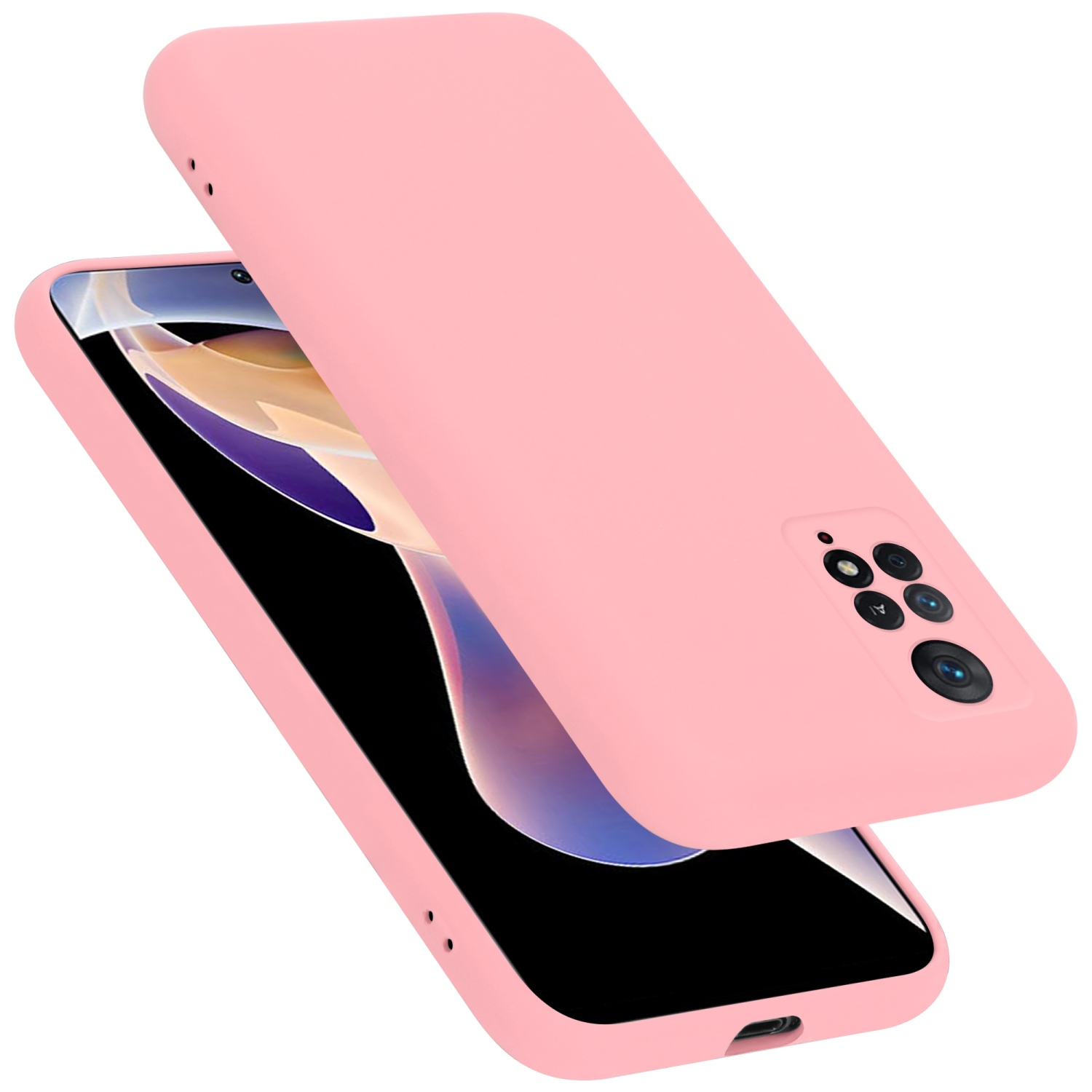 Rosa Handyhülle, die ein Handy bedeckt. Zwei Handyhüllen sind sichtbar.