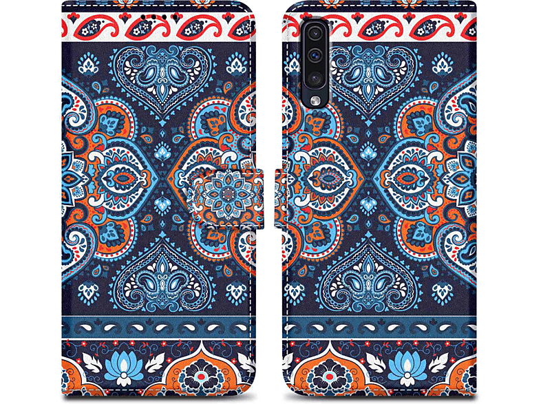 Bookcover, Galaxy No. Samsung, / Print Book Mandala Blaues Design, CADORABO 1 / A50s Hülle A30s, A50 4G im