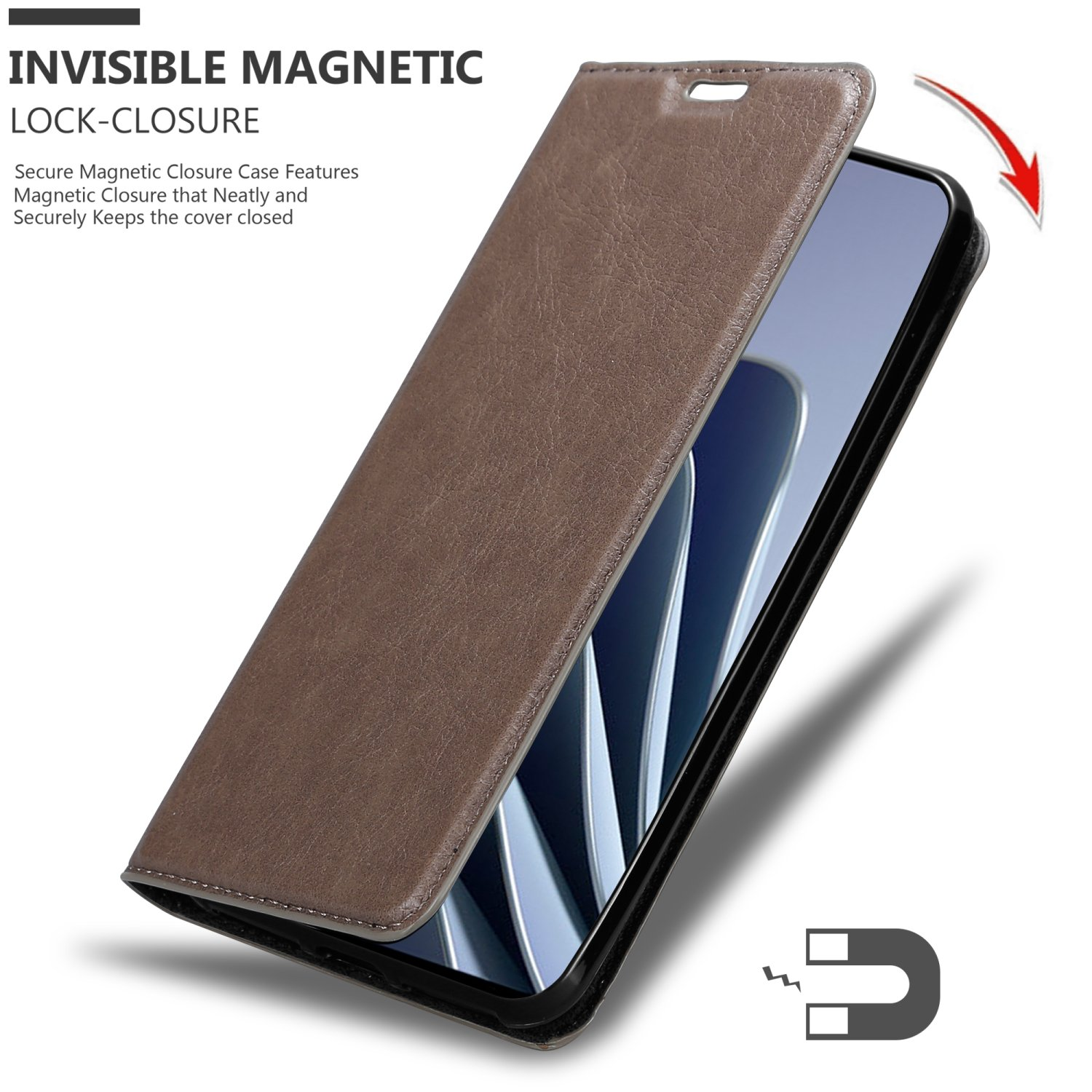 CADORABO Book Hülle Invisible Magnet, KAFFEE 5G, BRAUN PRO OnePlus, Bookcover, 10