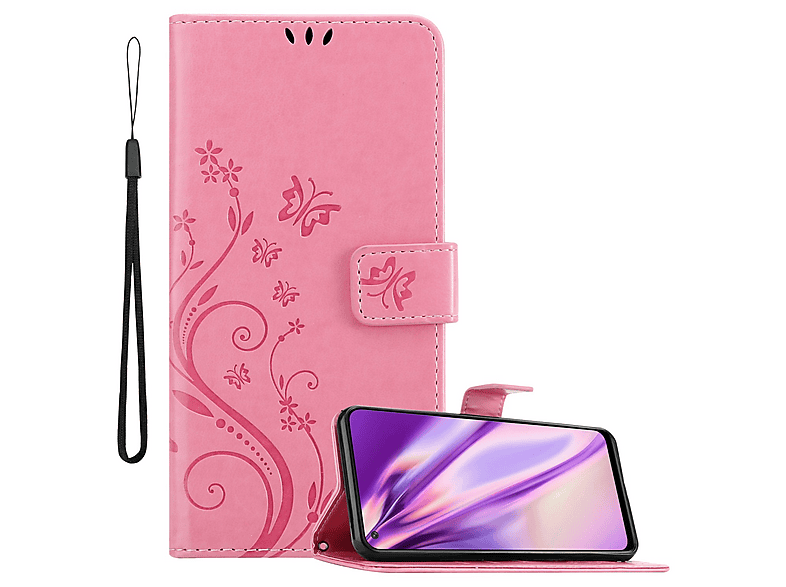 CADORABO Custodia in design floreale con chiusura magnetica, funzione stand e slot per carte CUSTODIA A LIBRO per Nord N200 5G, Rosa