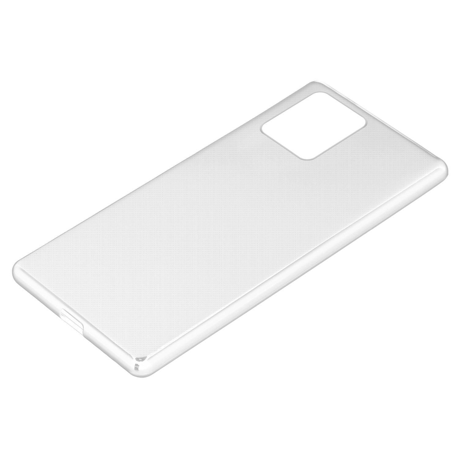 Eine transparente Handyhülle. Der Hintergrund ist weiß.