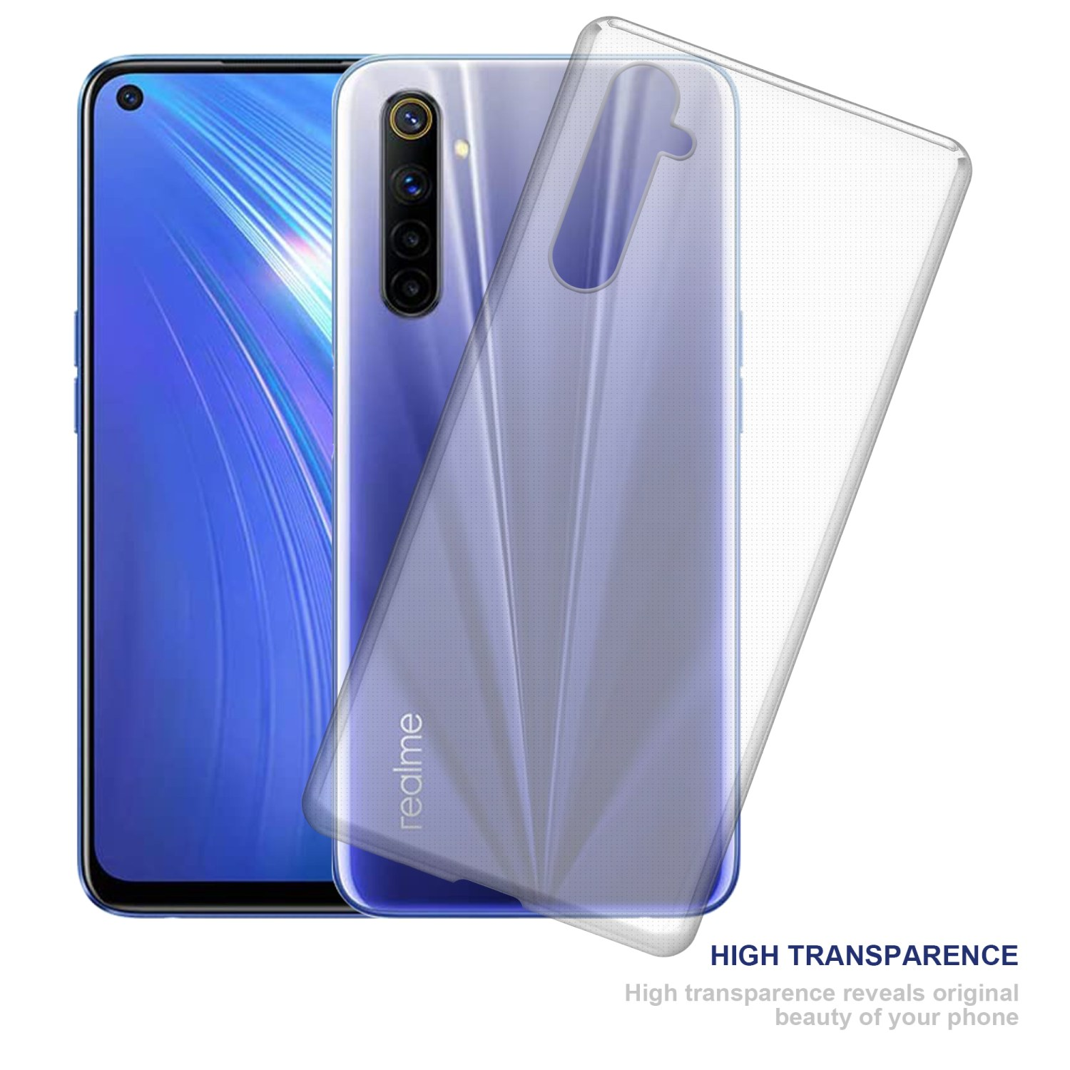 Un telefono è posizionato dietro una protezione per lo schermo trasparente, mostrando il design del telefono.