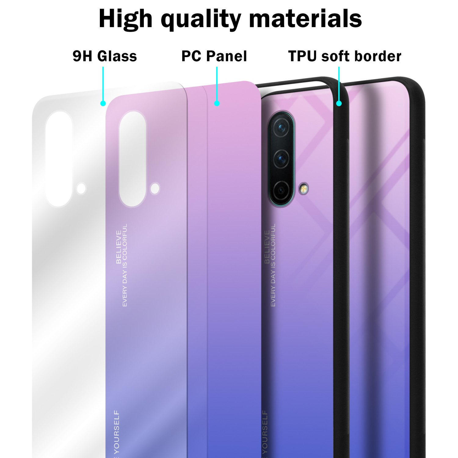 Silikon BLAU 5G, Hülle OnePlus, aus - Nord 2 Backcover, PINK Farben TPU CADORABO Glas, CE