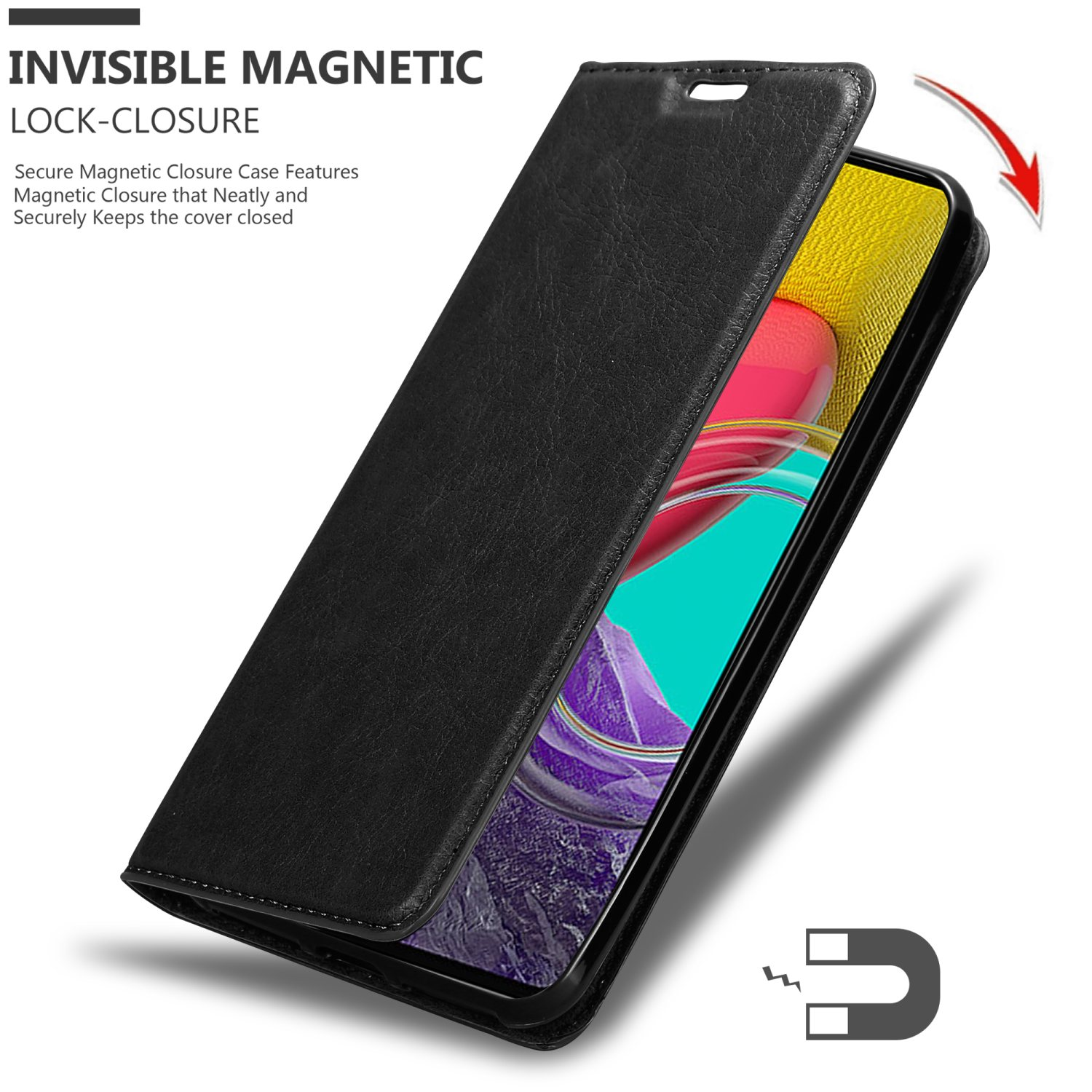 CADORABO Book Hülle Invisible Magnet, SCHWARZ Galaxy Bookcover, Samsung, 5G, NACHT M53