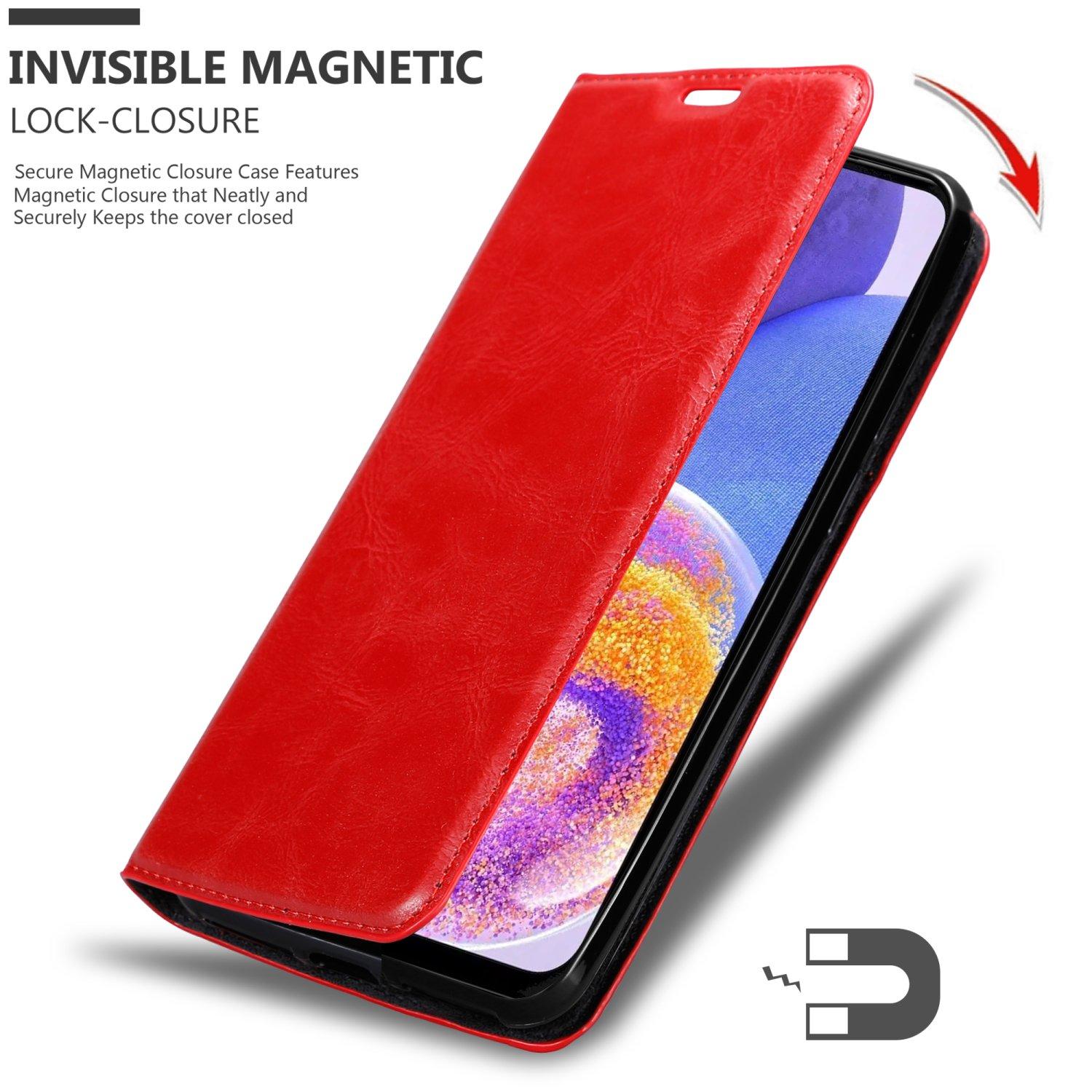 CADORABO Book Hülle Invisible 4G, Samsung, Bookcover, Galaxy A23 ROT APFEL Magnet