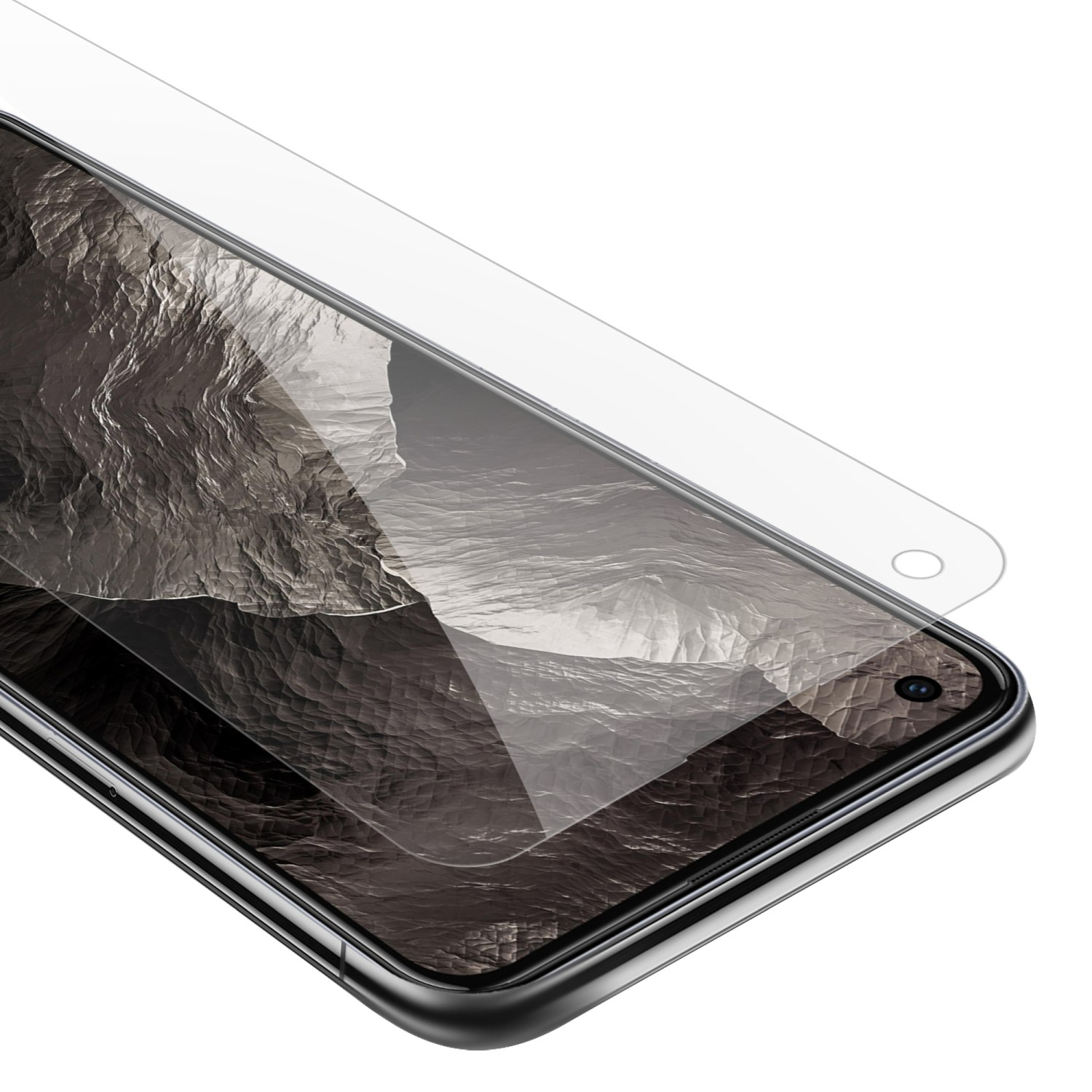 Telefono con protezione schermo applicata. Protezione schermo trasparente sullo schermo.