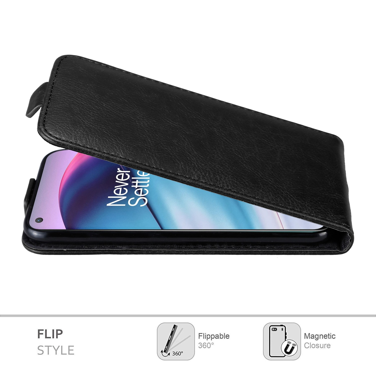 im CE Flip Flip SCHWARZ Style, Hülle NACHT Nord OnePlus, Cover, 5G, CADORABO
