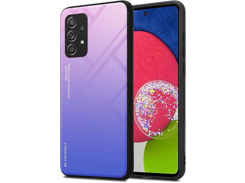 CADORABO Hülle Galaxy Farben Samsung, PINK / A52 / - 2 Silikon aus Backcover, A52s, TPU (4G 5G) BLAU Glas